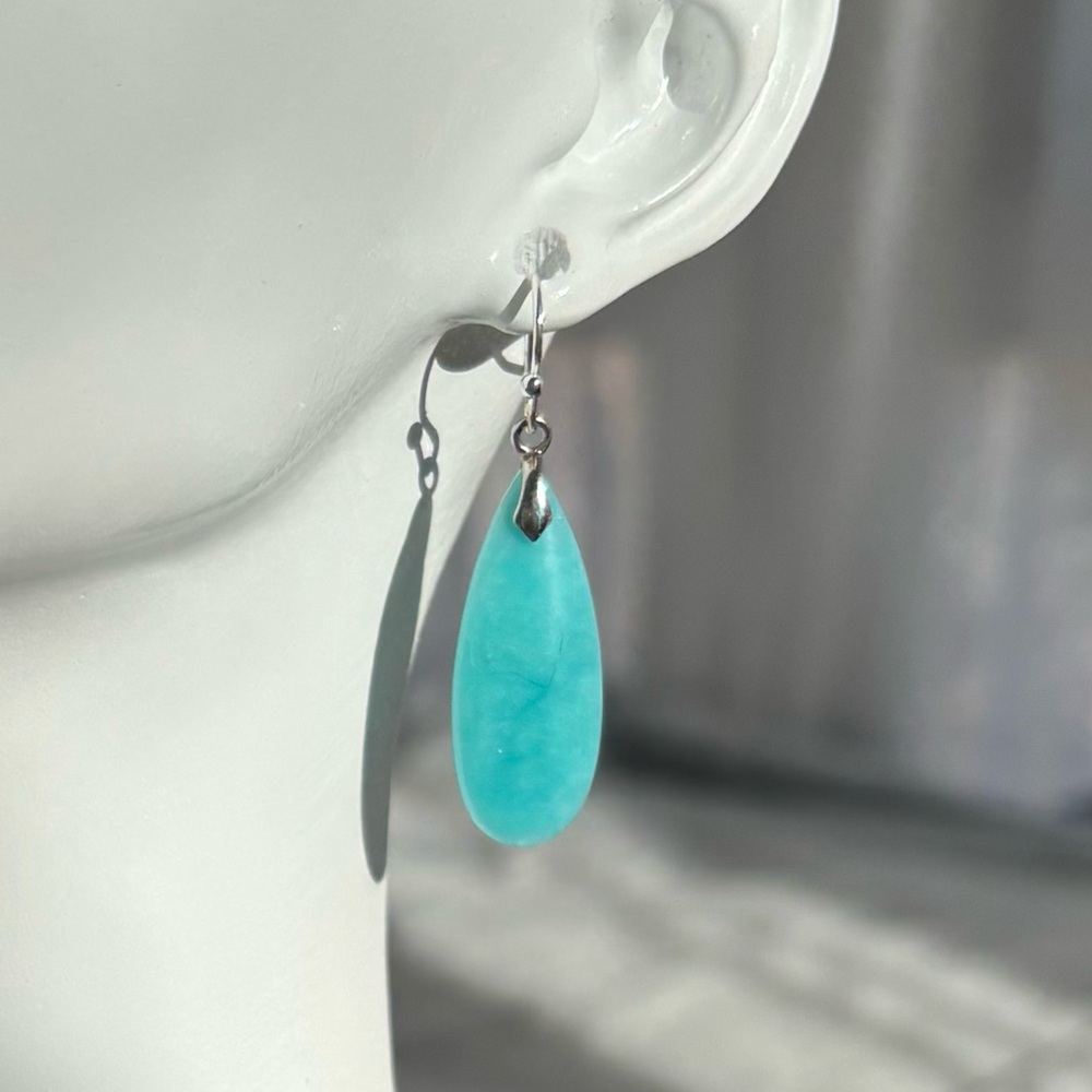 Amazonite Teardrop Silver Earrings